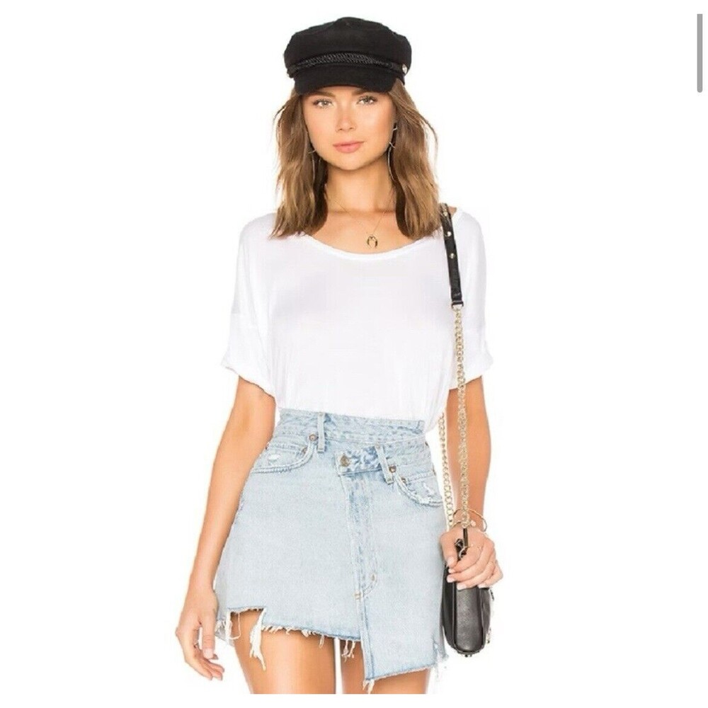 AGOLDE‎ Criss Cross Light Wash Denim Mini Skirt Size 26
